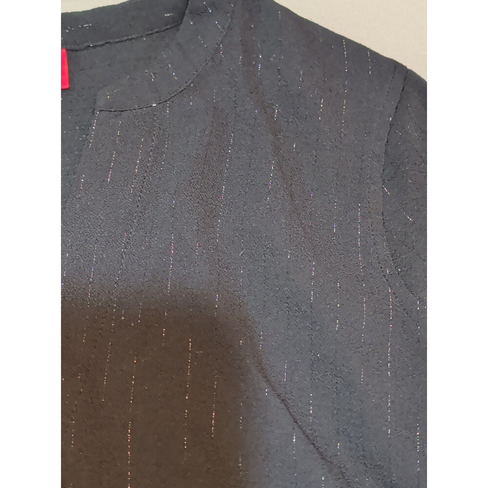⭐Jennifer Lopez Large Black Sparkle V Neck Wrap Blouse Long Sleeve Shimmer Top⭐ - Picture 8 of 12